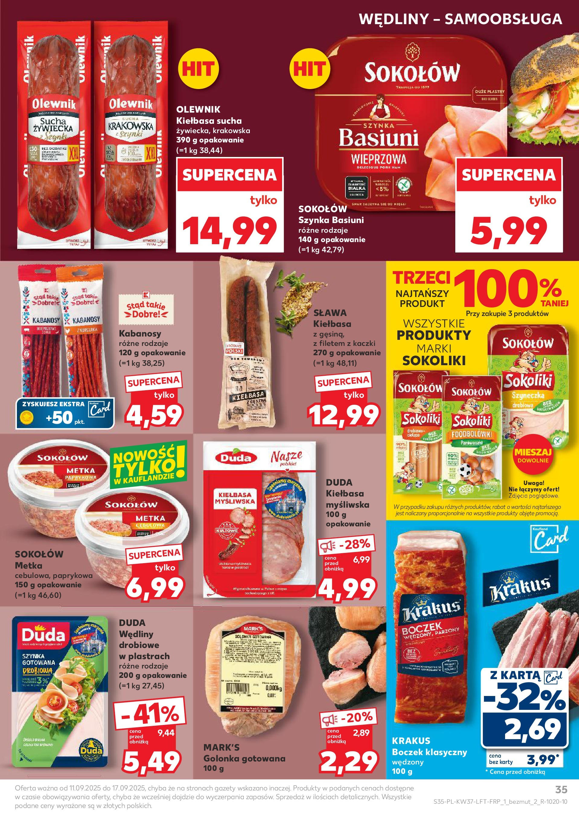 Kaufland gazetka od 11.09.2025 - od jutra PDF | Strona: 35 | Produkty: Kiełbasa, Szynka, Boczek, Wędliny