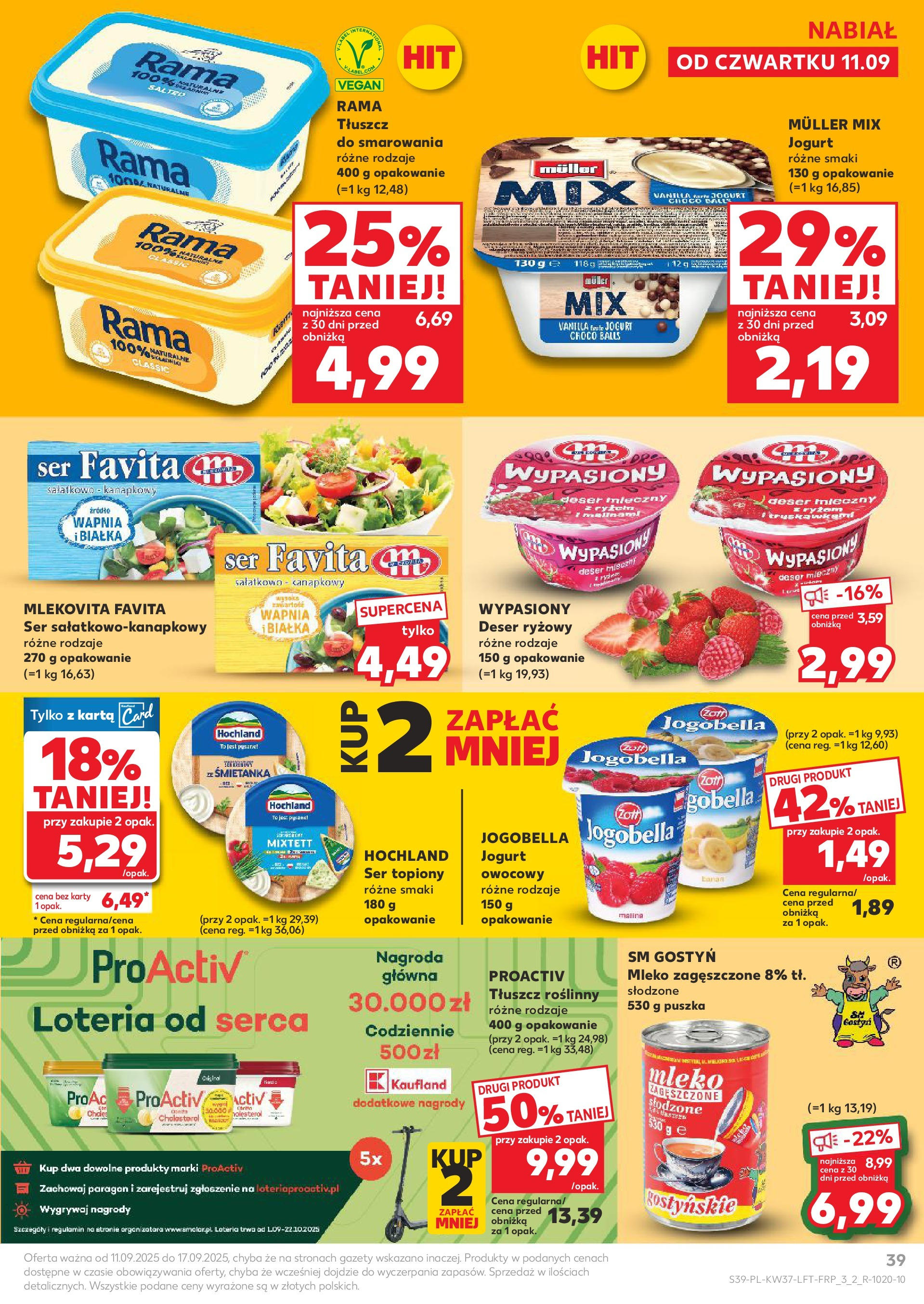 Kaufland gazetka od 11.09.2025 - od jutra PDF | Strona: 39 | Produkty: Ser topiony, Ser favita, Mleko, Jogurt
