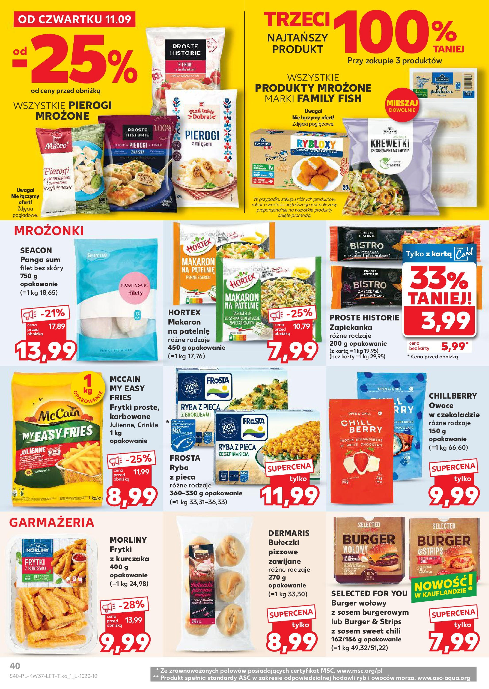 Kaufland gazetka od 11.09.2025 - od jutra PDF | Strona: 40 | Produkty: Pierogi, Krewetki, Penne, Ryba