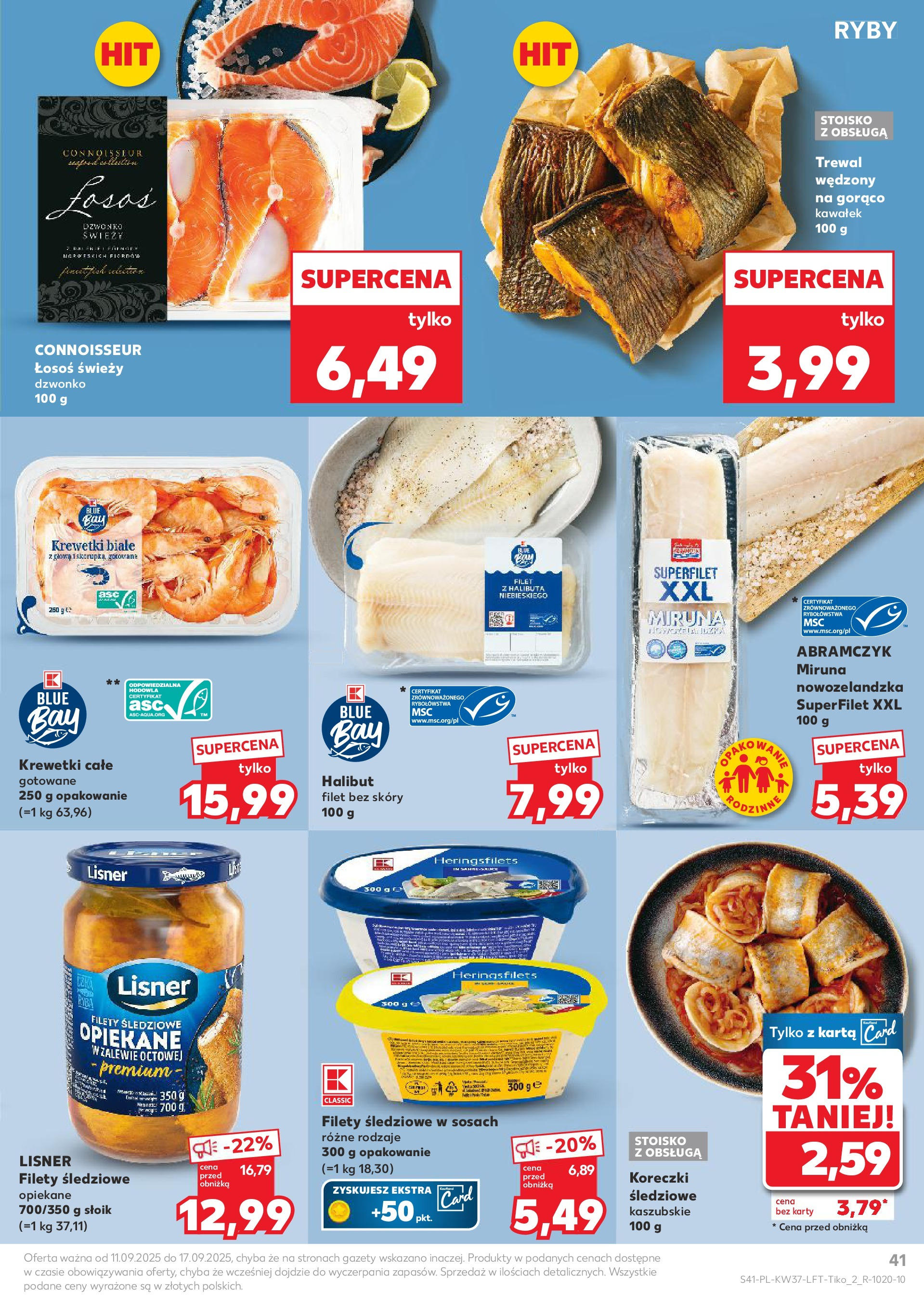 Kaufland gazetka od 11.09.2025 - od jutra PDF | Strona: 41 | Produkty: Karta, Miruna, Łosoś, Ryby