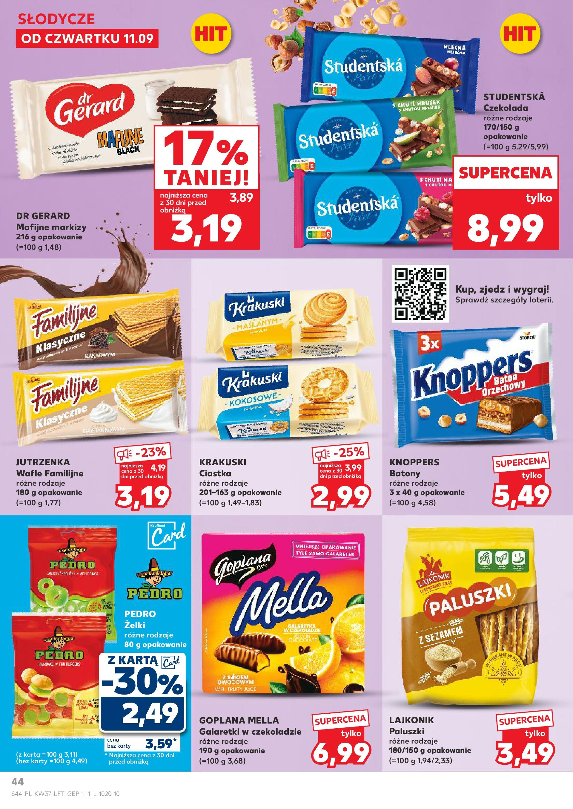 Kaufland gazetka od 11.09.2025 - od jutra PDF | Strona: 44 | Produkty: Knoppers, Karta, Wafle, Paluszki