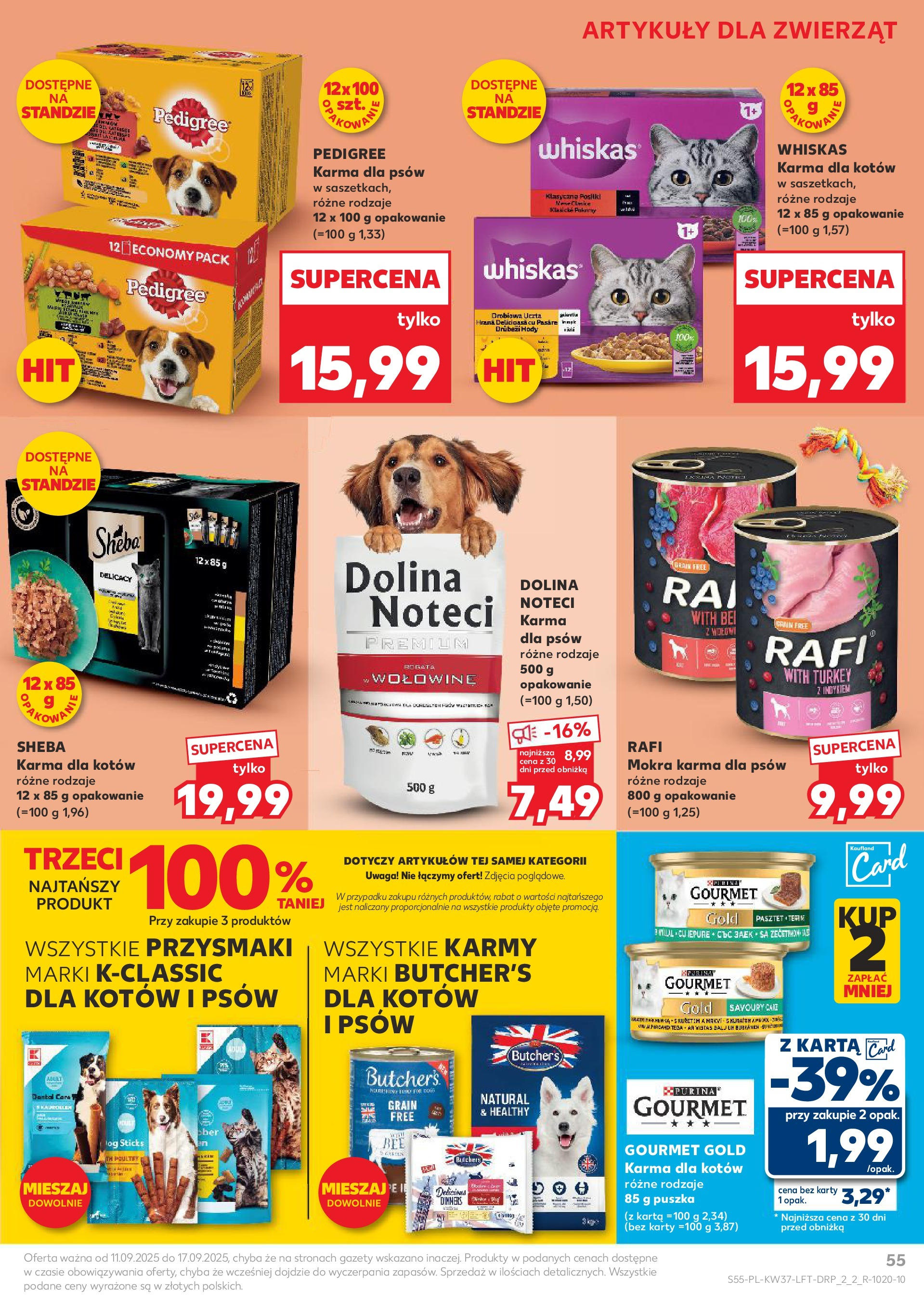 Kaufland gazetka od 11.09.2025 - od jutra PDF | Strona: 55 | Produkty: Karta, Pedigree, Karma dla kotów, Karma dla psów