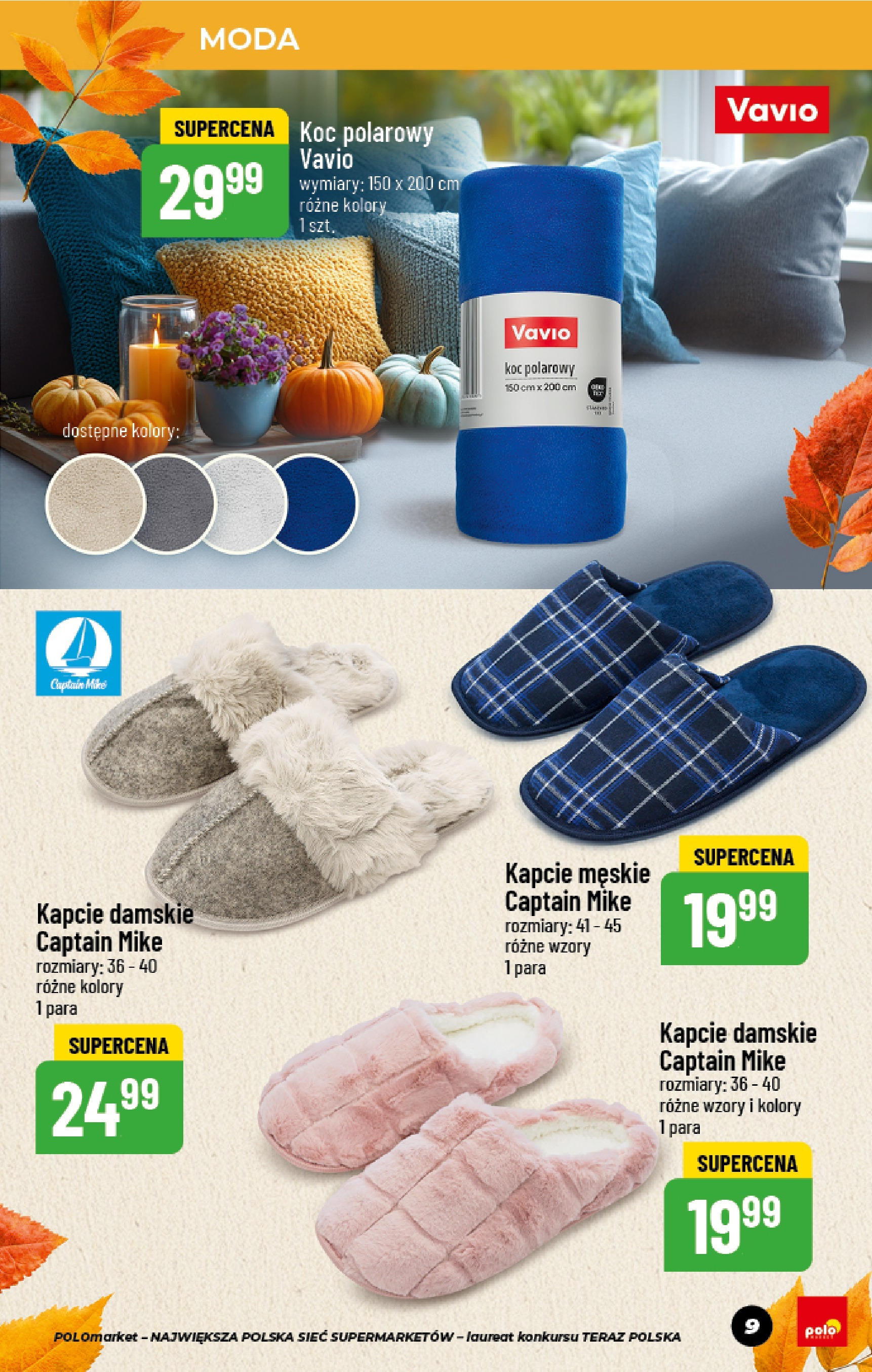 POLOmarket gazetka od jutra (11.09.2025) - Nowa PDF | Strona: 9 | Produkty: Kapcie, Koc