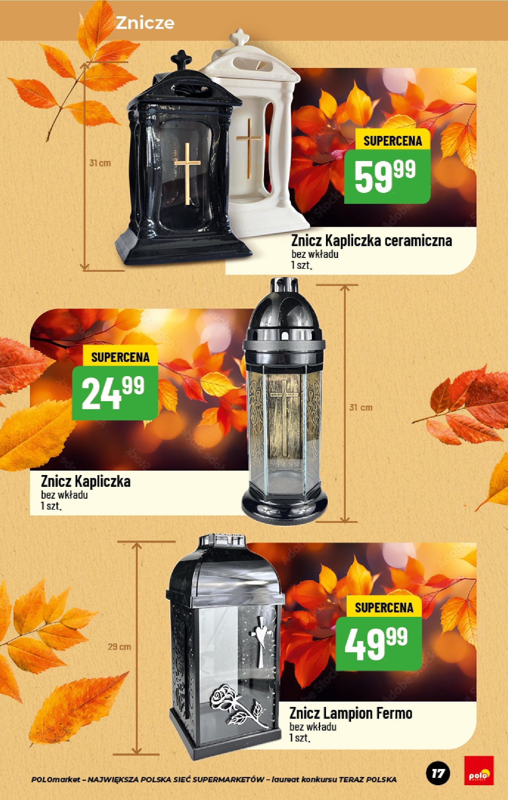 POLOmarket gazetka od jutra (11.09.2025) - Nowa PDF | Strona: 17 | Produkty: Znicz kapliczka, Znicze