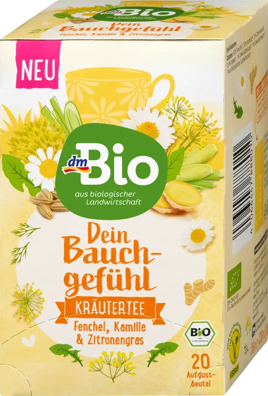 dmBio Kräutertee "Dein Bauchgefühl" mit Fenchel, Kamille & Zitronengras (20 Beutel)