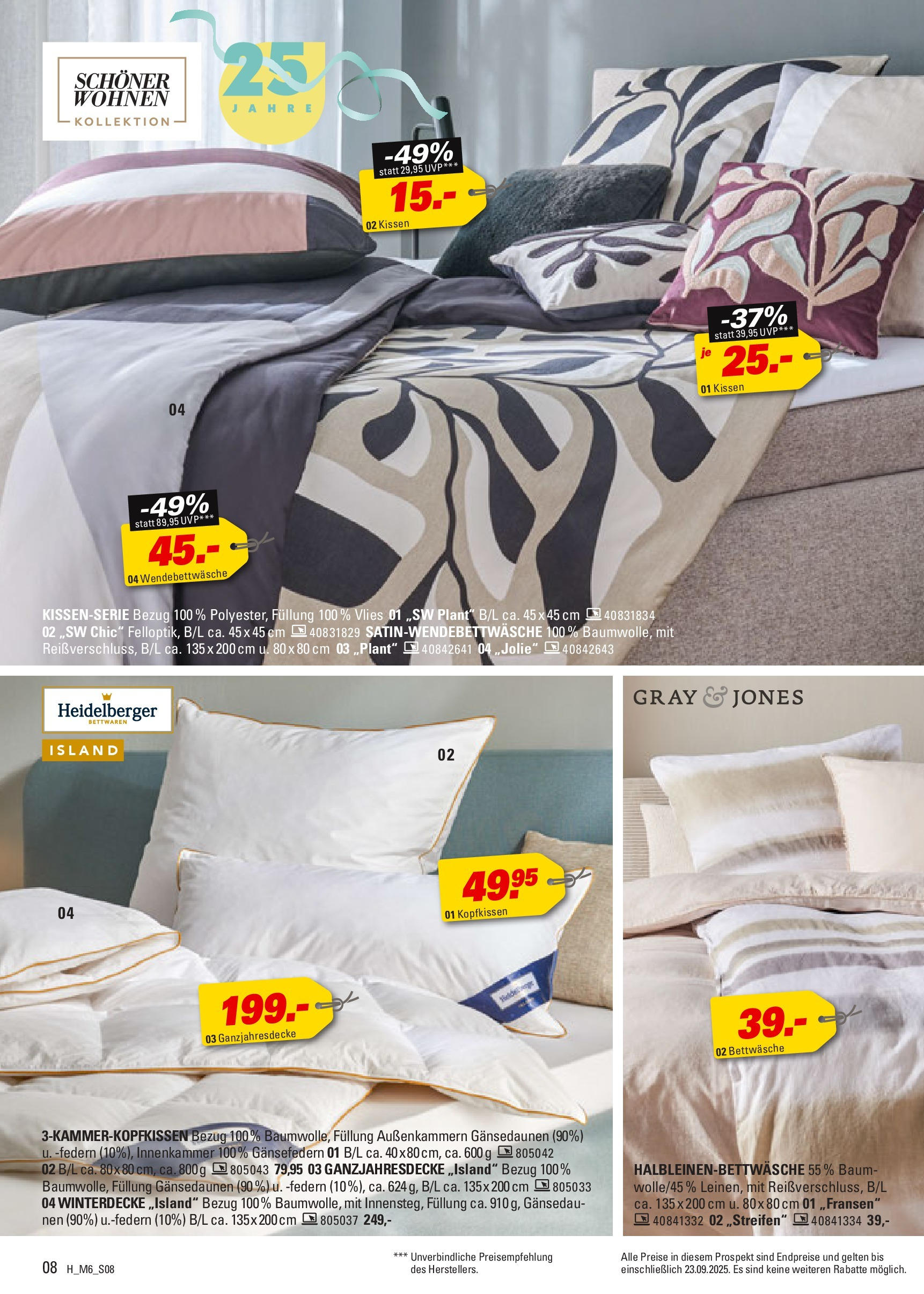 Höffner - Höffner: Möbelangebote (ab 09.09.2025) zum Blättern | Seite: 8 | Produkte: Kissen, Bettwäsche, Kopfkissen