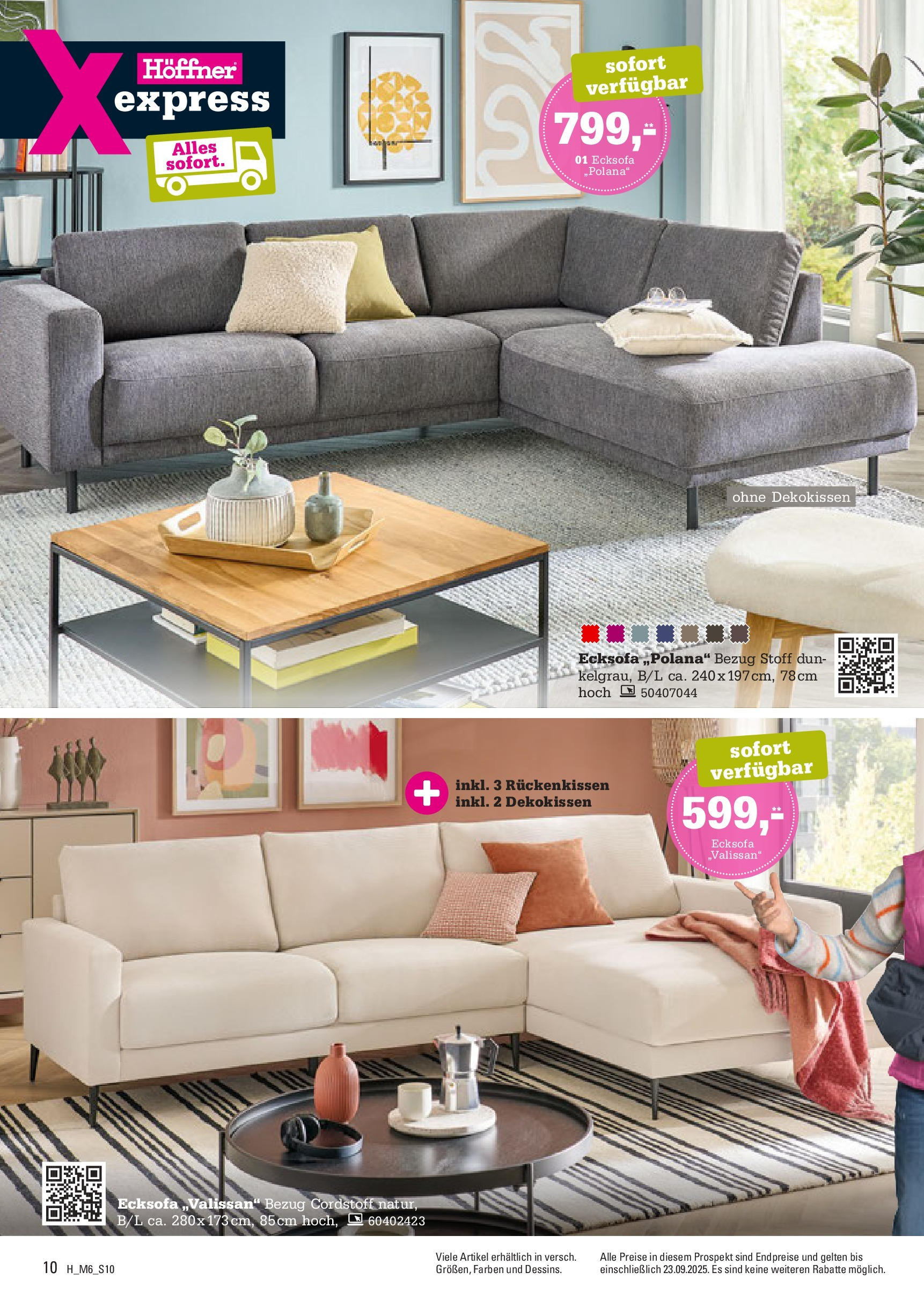 Höffner - Höffner: Möbelangebote (ab 09.09.2025) zum Blättern | Seite: 10 | Produkte: Ecksofa