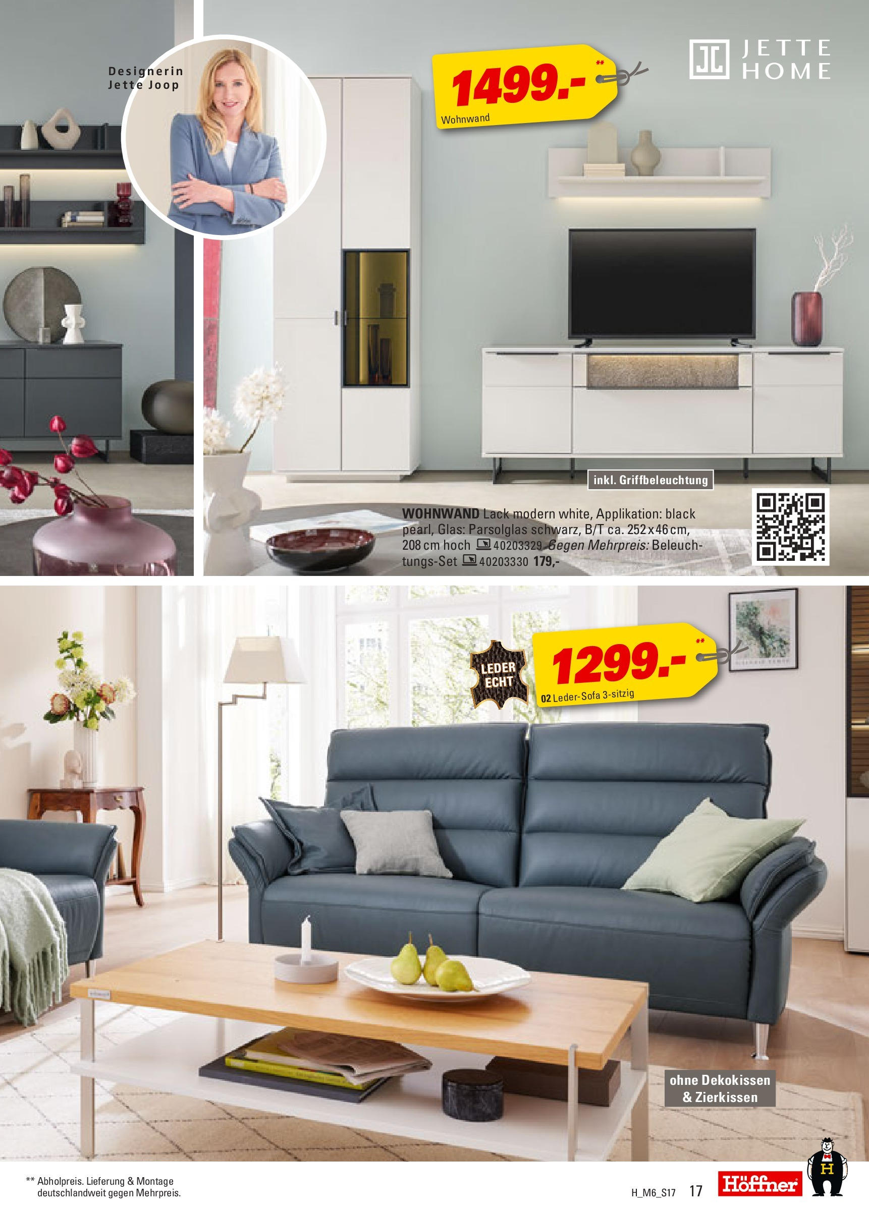 Höffner - Höffner: Möbelangebote (ab 09.09.2025) zum Blättern | Seite: 17 | Produkte: Ledersofa, Wohnwand