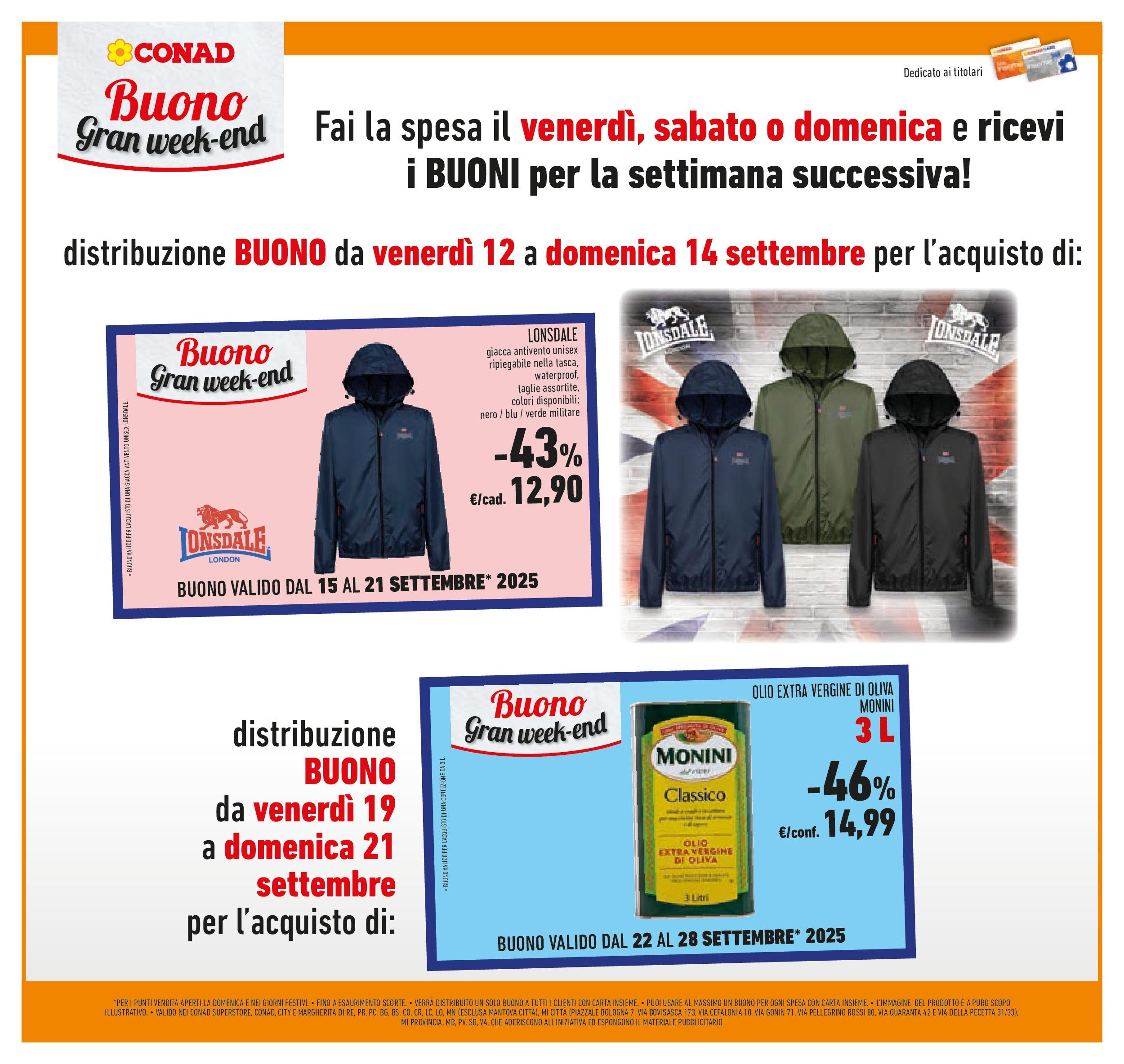 Volantino Conad dal 09/09/2025 โณ | Pagina: 31 | Prodotti: Giacca, Olio, Olive, Olio extra vergine Volantino Conad dal 09/09/2025 > Anteprima | Pagina: 31 | Prodotti: Giacca, Olio, Olive, Olio extra vergine