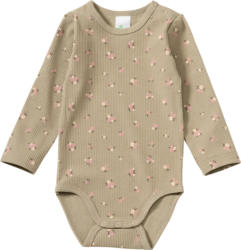 ALANA Body Langarm mit Ripp-Struktur & Blumen-Muster, braun, Gr. 98/104