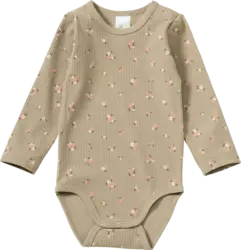ALANA Body Langarm mit Ripp-Struktur & Blumen-Muster, braun, Gr. 98/104