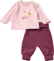 ALANA Set mit Langarmshirt mit Einhorn-Motiv & Hose mit Mitwachsfunktion, rosa + lila, Gr. 62
