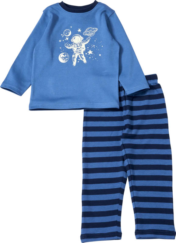 ALANA Schlafanzug mit Glow-in-the-Dark Astronauten-Motiv, blau, Gr. 104