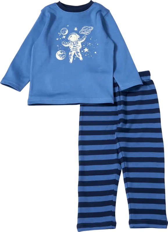 ALANA Schlafanzug mit Glow-in-the-Dark Astronauten-Motiv, blau, Gr. 104