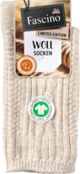 Fascino Socken mit Zopf-Muster und Wolle beige Gr. 35-38
