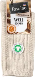 Fascino Socken mit Zopf-Muster und Wolle beige Gr. 35-38