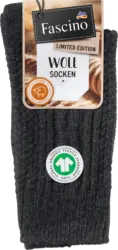 Fascino Socken mit Zopf-Muster und Wolle grau Gr. 39-42