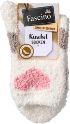 Fascino Kuschelsocken mit Herz-Muster weiß & rosa Gr. 39-42