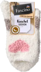 Fascino Kuschelsocken mit Herz-Muster weiß & rosa Gr. 39-42