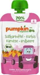 pumpkin organics Quetschie Süßkartoffel, Kürbis, Karotte & Erdbeere ab 6 Monaten