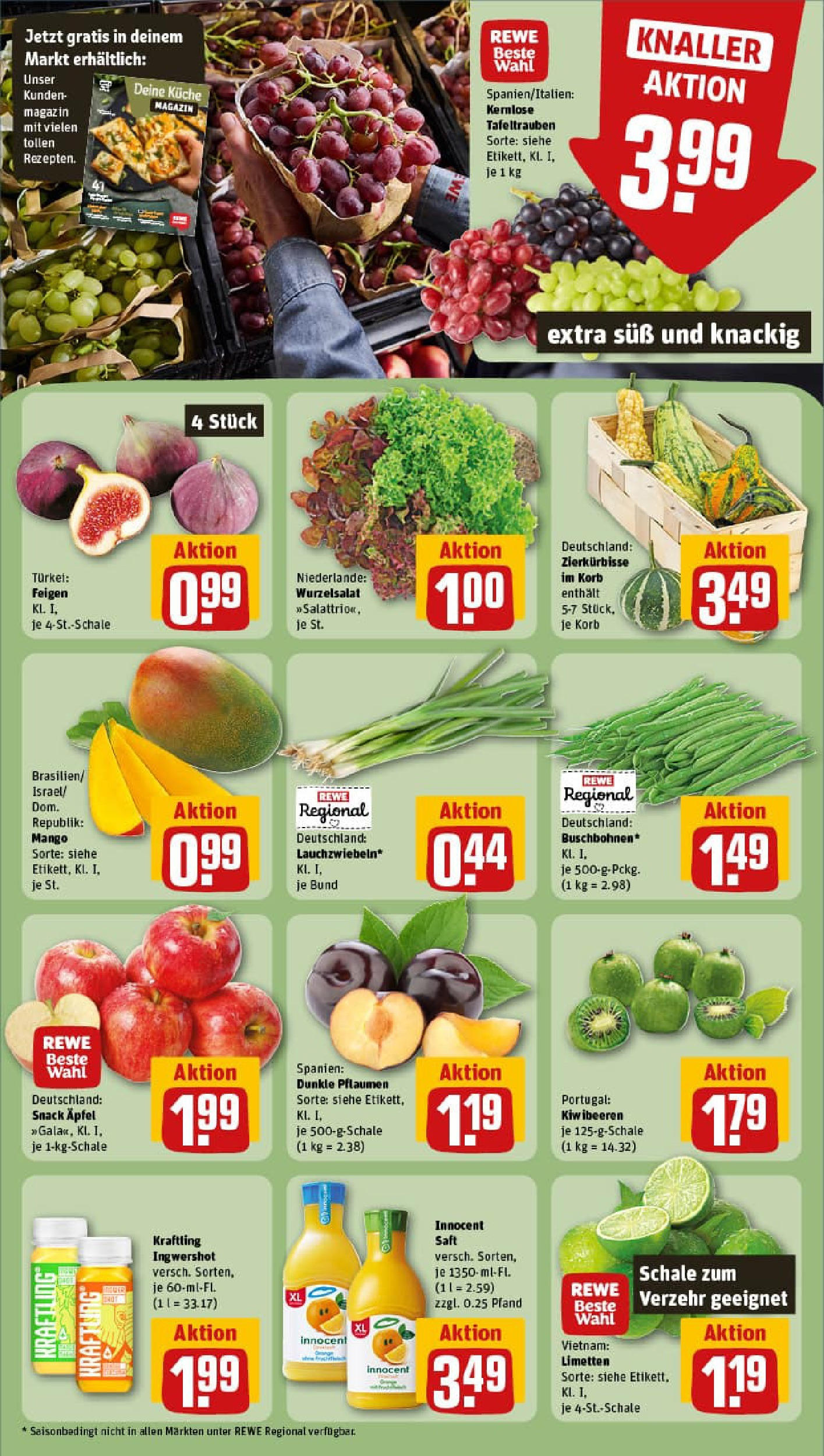 REWE Prospekt ab 14.09.2025 zum Blättern » Angebote | Seite: 6 | Produkte: Pflaumen, Korb, Mango, Kiwi
