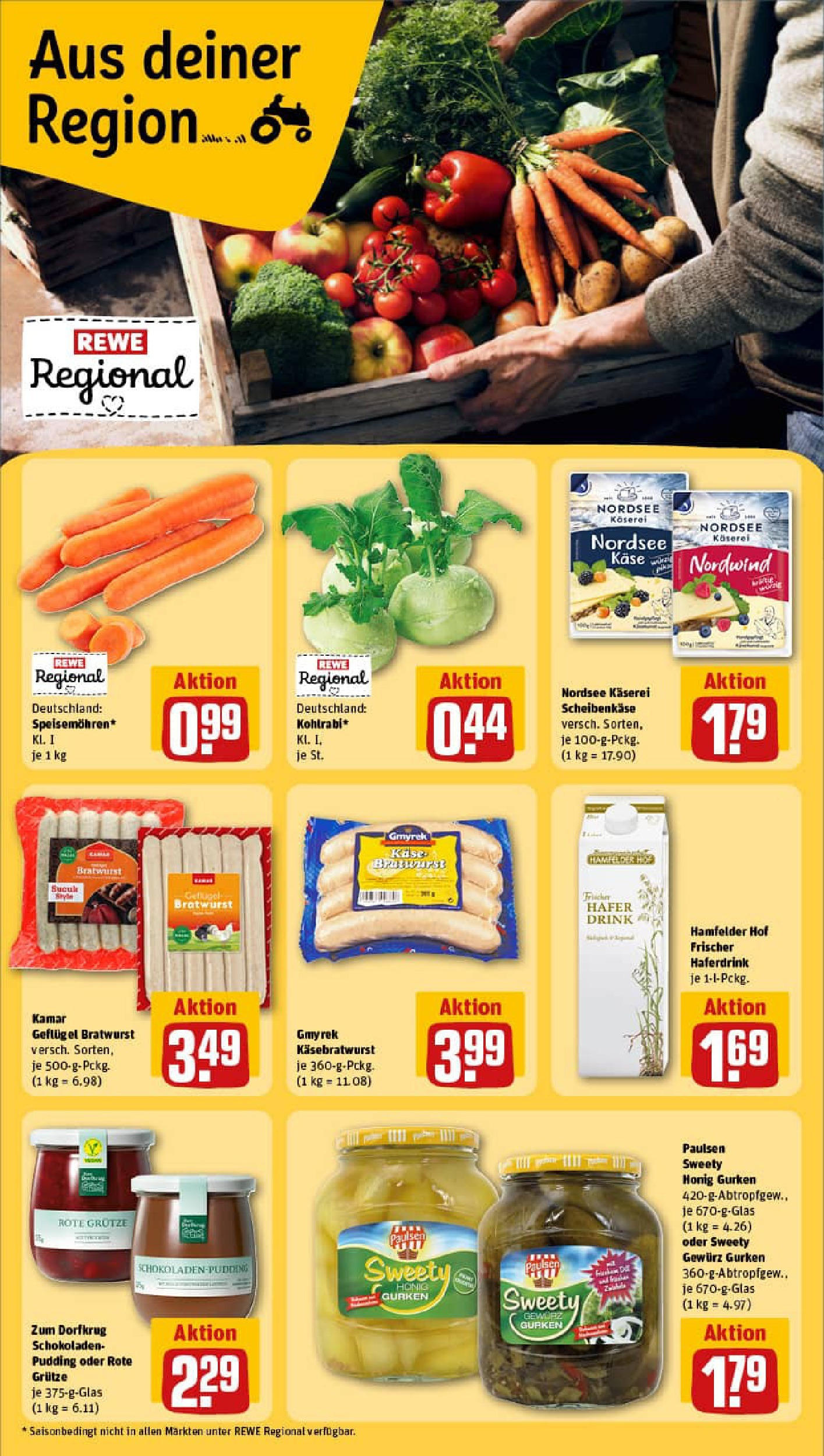 REWE Prospekt ab 14.09.2025 zum Blättern » Angebote | Seite: 15 | Produkte: Käse, Kohlrabi, Haferdrink, Gurken