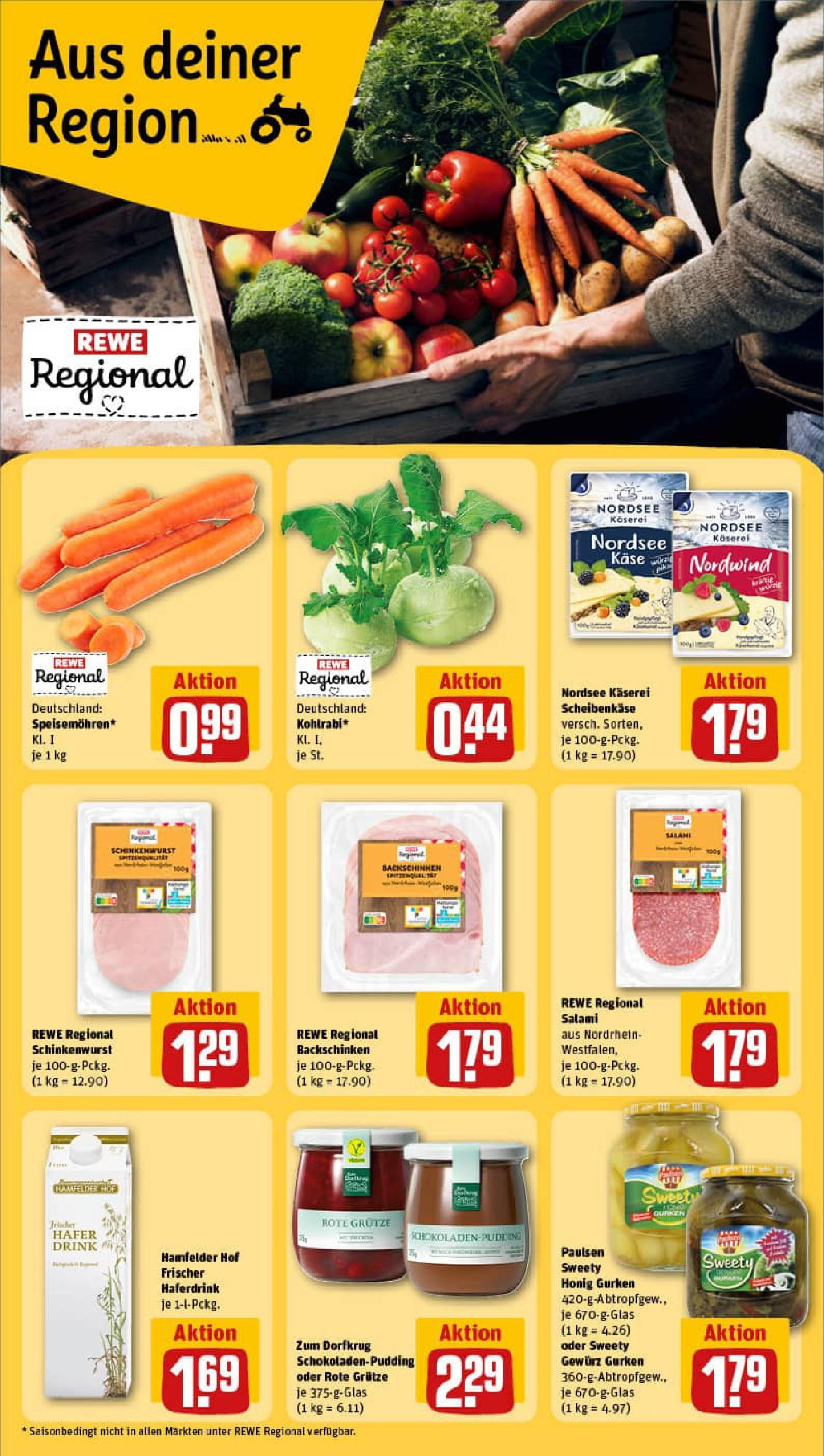 REWE Prospekt ab 14.09.2025 zum Blättern » Angebote | Seite: 15 | Produkte: Kohlrabi, Pudding, Haferdrink, Gurken