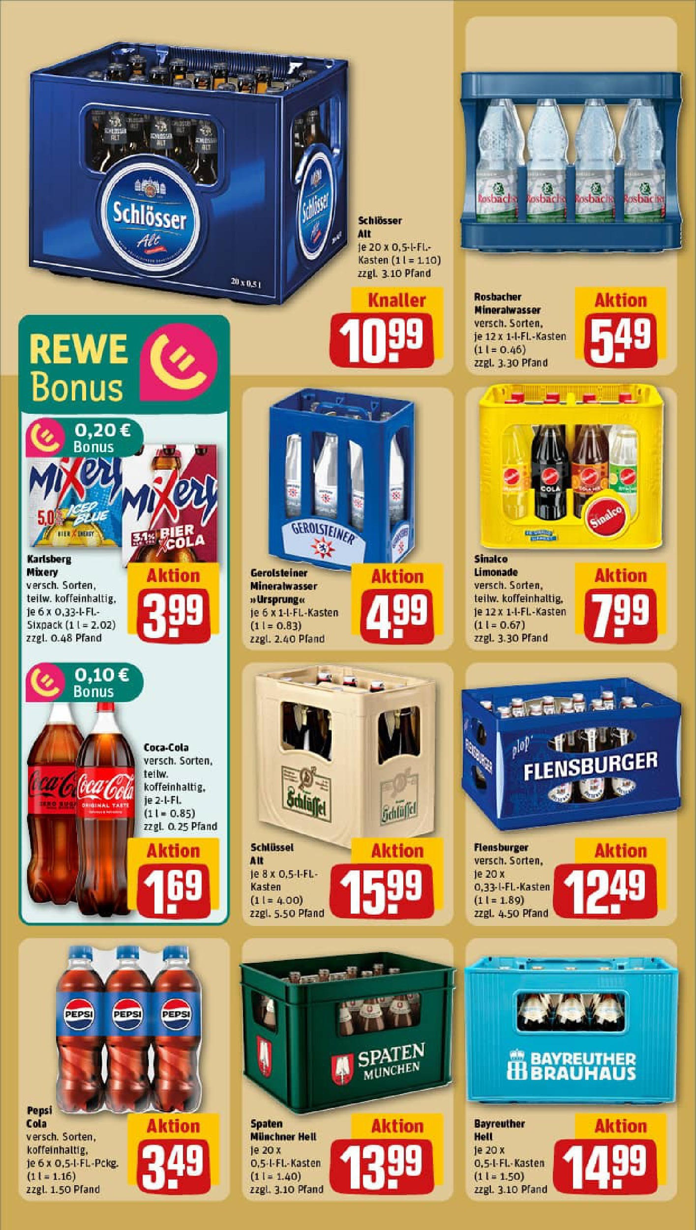 REWE Prospekt ab 14.09.2025 zum Blättern » Angebote | Seite: 16 | Produkte: Bayreuther hell, Coca cola, Cola, Flensburger
