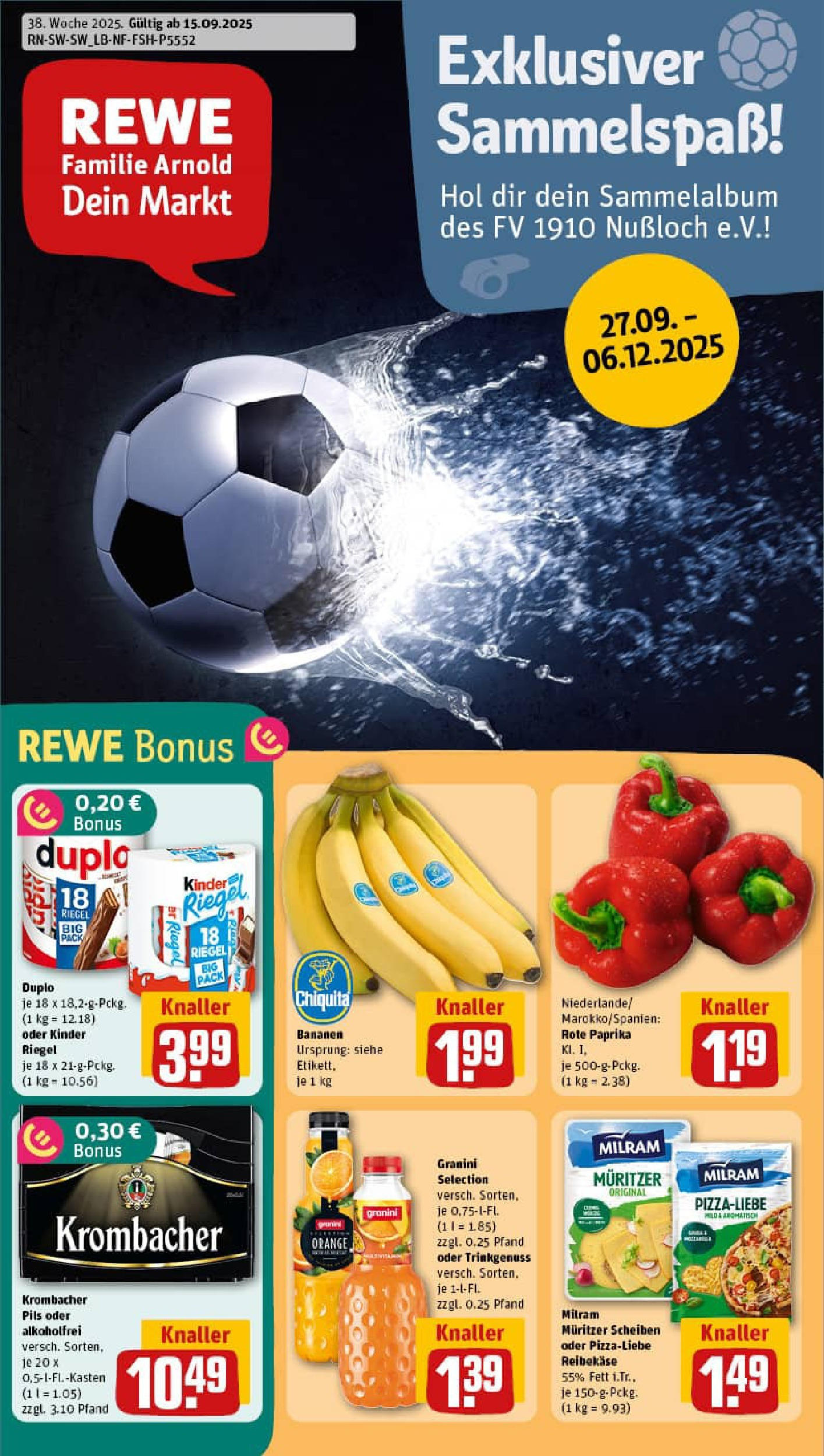 REWE Prospekt ab 14.09.2025 zum Blättern » Angebote | Seite: 1 | Produkte: Pils, Bananen, Granini, Krombacher REWE Prospekt ab 14.09.2025 zum Blättern » Angebote | Seite: 1 | Produkte: Pils, Bananen, Granini, Krombacher
