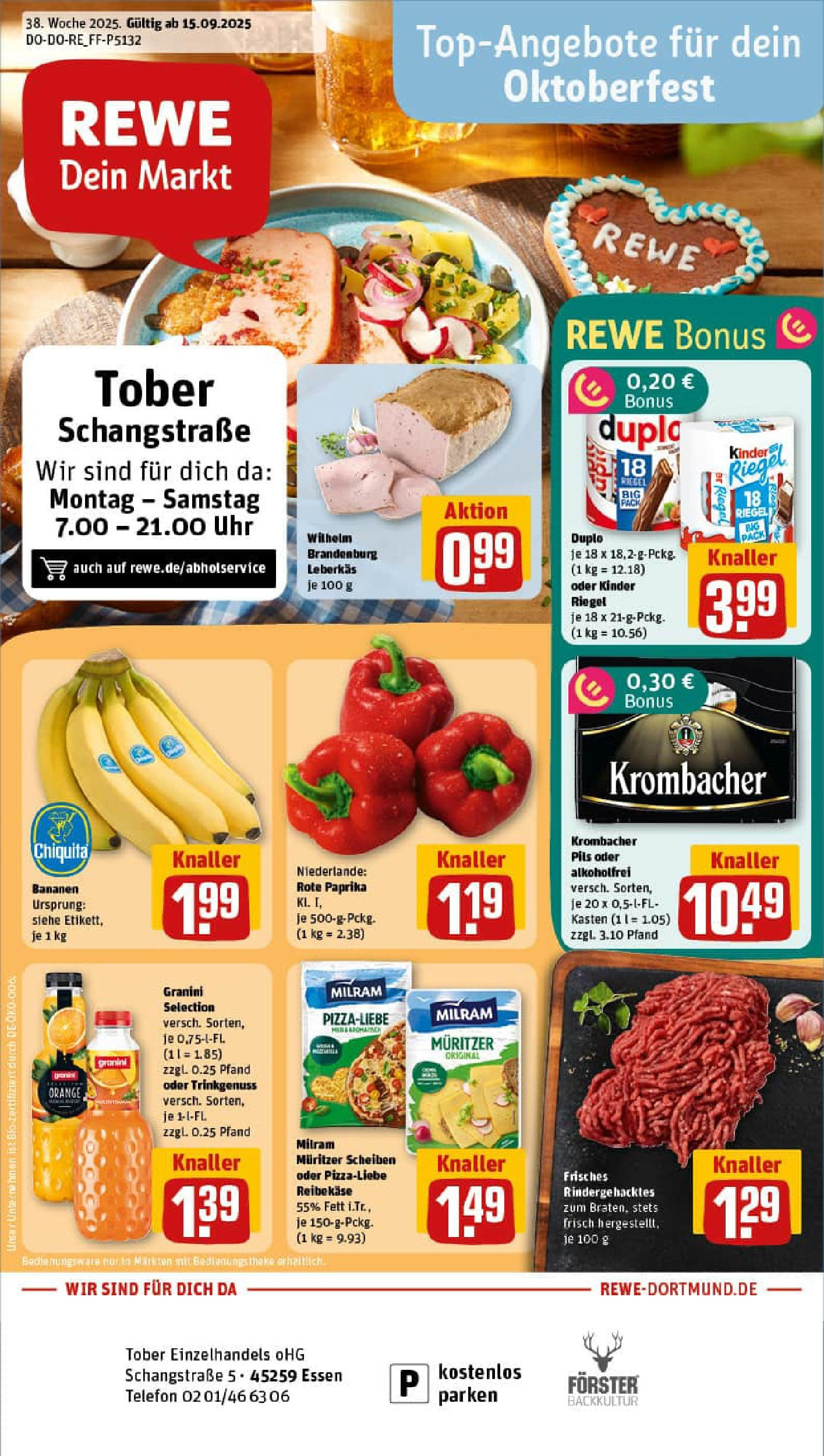 REWE Prospekt ab 14.09.2025 zum Blättern » Angebote | Seite: 1 | Produkte: Pils, Bananen, Paprika, Granini REWE Prospekt ab 14.09.2025 zum Blättern » Angebote | Seite: 1 | Produkte: Pils, Bananen, Paprika, Granini