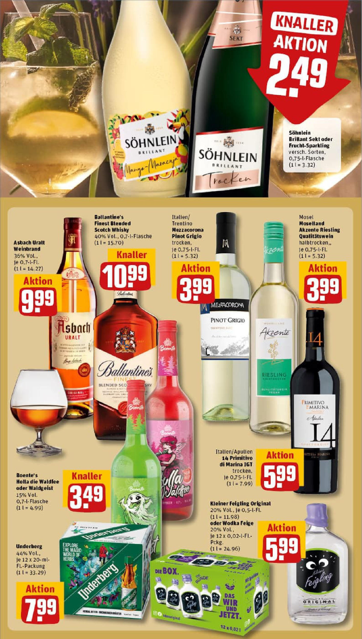 REWE Prospekt ab 14.09.2025 zum Blättern » Angebote | Seite: 19 | Produkte: Whisky, Kleiner feigling, Wodka, Underberg REWE Prospekt ab 14.09.2025 zum Blättern » Angebote | Seite: 19 | Produkte: Whisky, Kleiner feigling, Wodka, Underberg