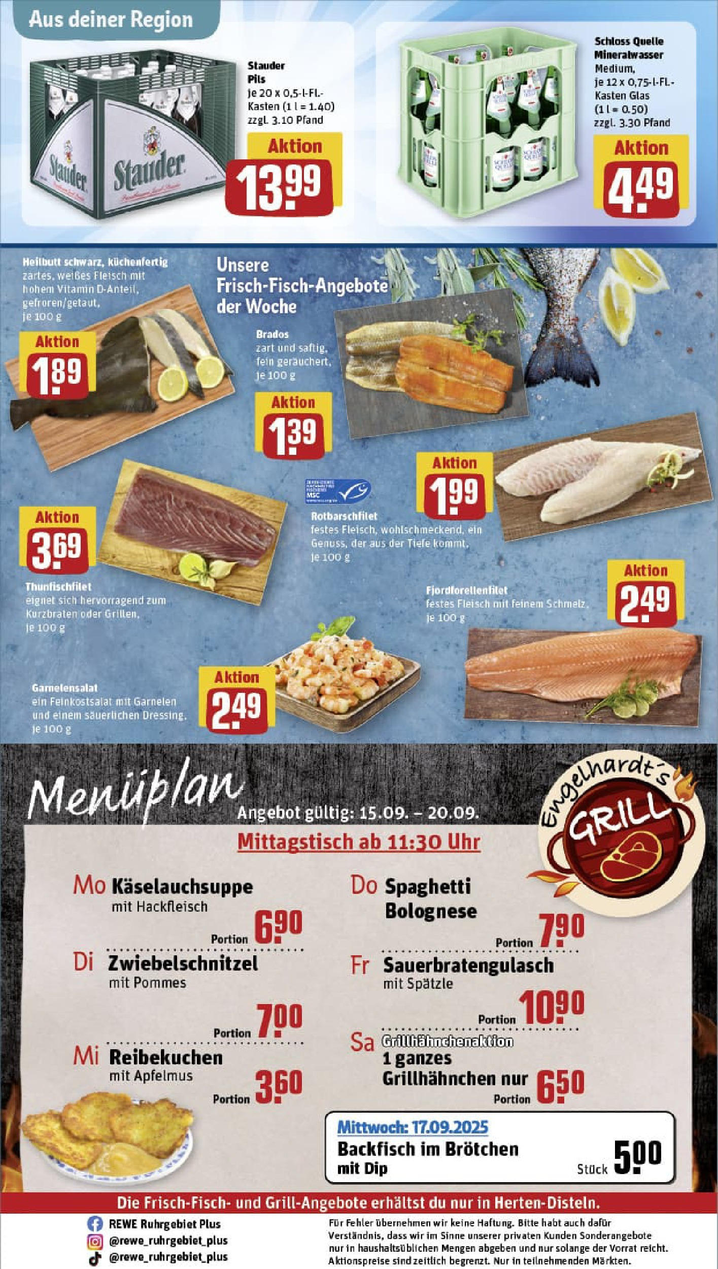 REWE Prospekt ab 14.09.2025 zum Blättern » Angebote | Seite: 30 | Produkte: Pils, Pommes, Garnelen, Fleisch