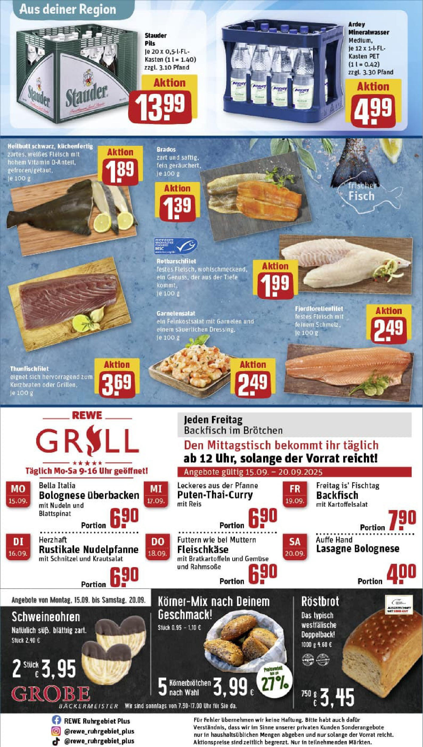 REWE Prospekt ab 14.09.2025 zum Blättern » Angebote | Seite: 30 | Produkte: Toast, Mineralwasser, Fisch, Fleisch