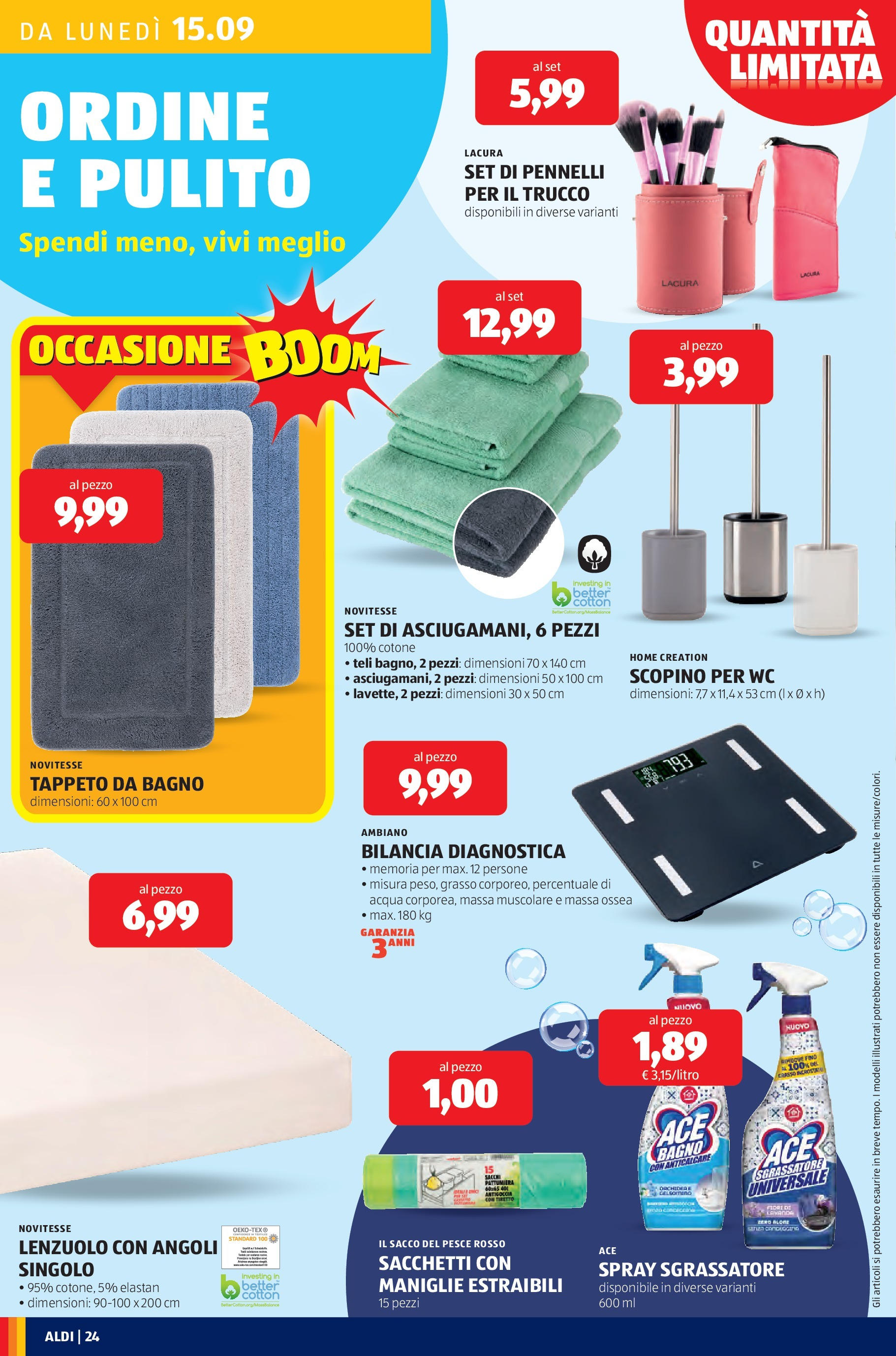 Nuovo Aldi - SOTTOCOSTO dal 14/09/2025 > offerte anteprima 🛍️ | Pagina: 24 | Prodotti: Scopino, Sgrassatore, Bilancia, Bagno