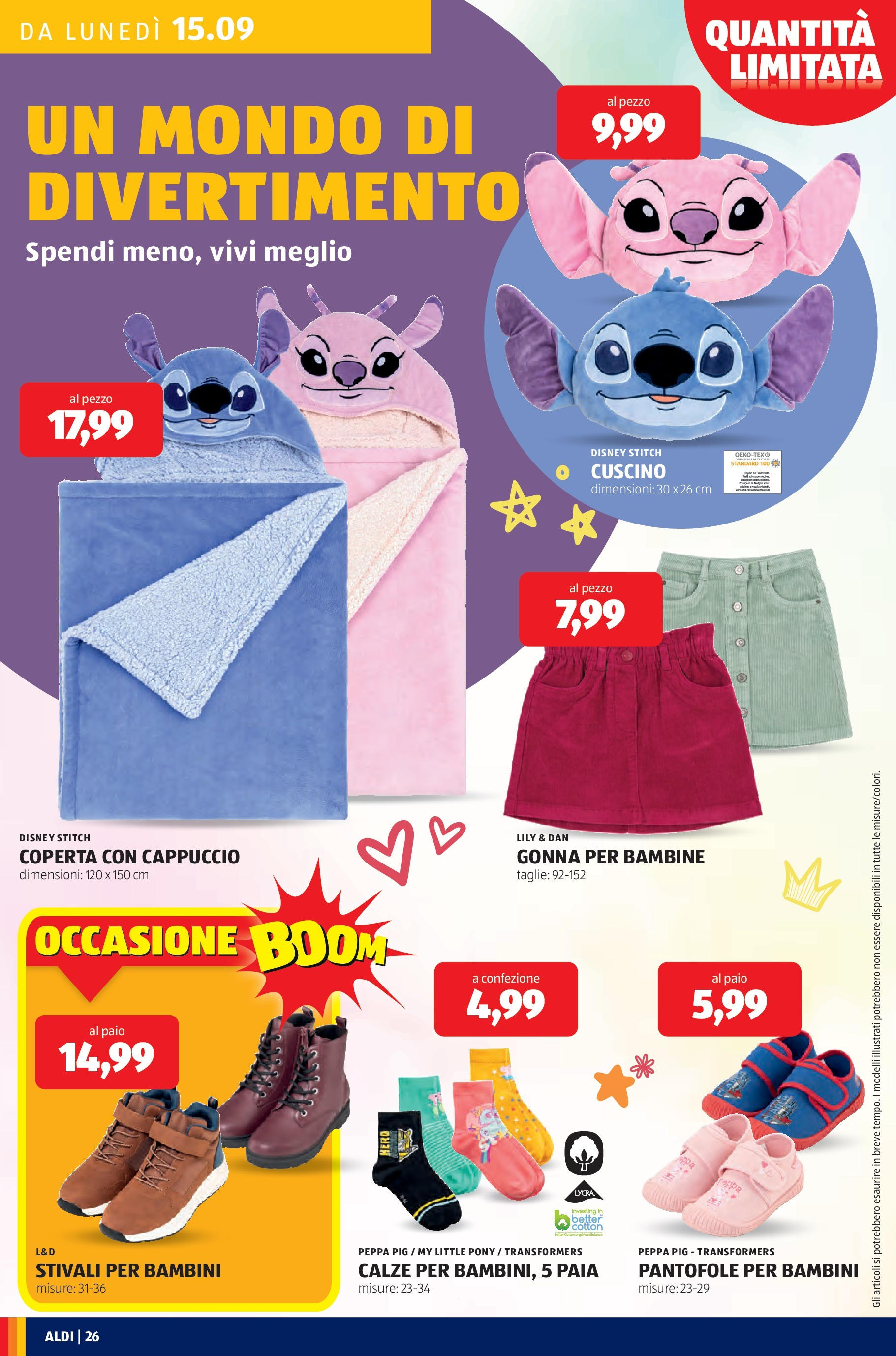 Nuovo Aldi - SOTTOCOSTO dal 14/09/2025 > offerte anteprima 🛍️ | Pagina: 26 | Prodotti: Stivali, Pantofole, Cuscino, Coperta