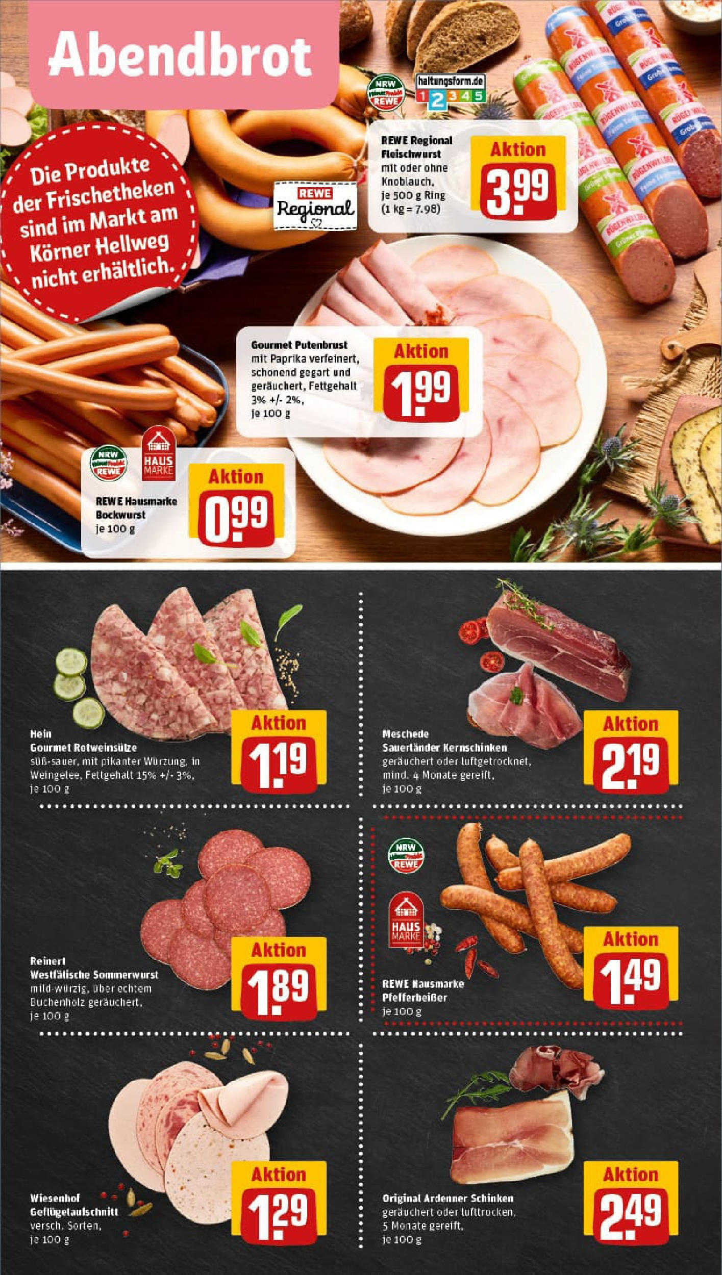 REWE Prospekt ab 14.09.2025 zum Blättern » Angebote | Seite: 8 | Produkte: Bockwurst, Paprika, Schinken