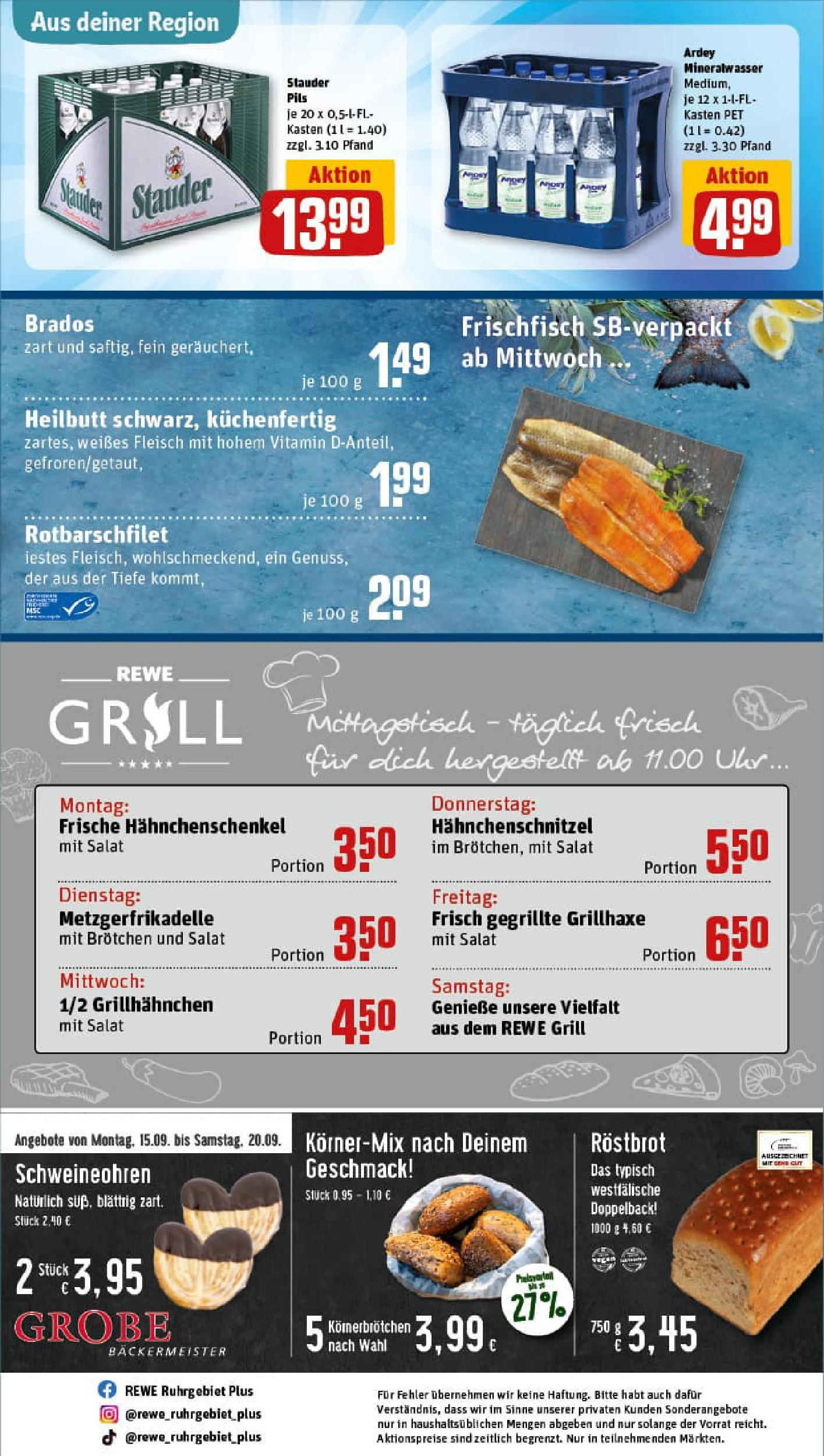 REWE Prospekt ab 14.09.2025 zum Blättern » Angebote | Seite: 30 | Produkte: Toast, Pils, Mineralwasser, Fleisch