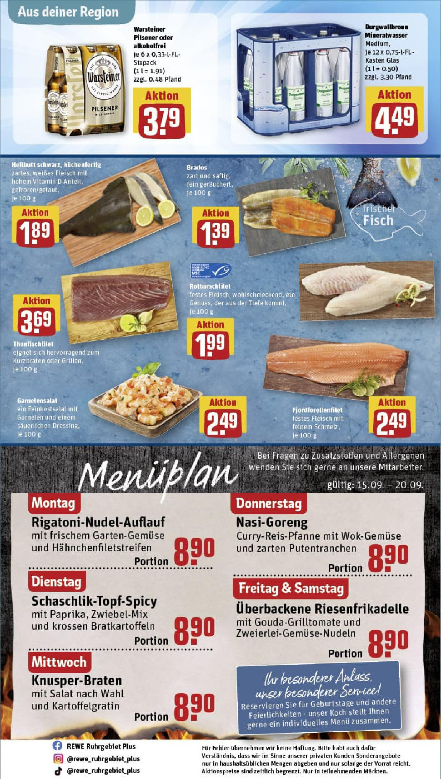 REWE Prospekt ab 14.09.2025 zum Blättern » Angebote | Seite: 30 | Produkte: Garnelen, Fisch, Warsteiner, Fleisch