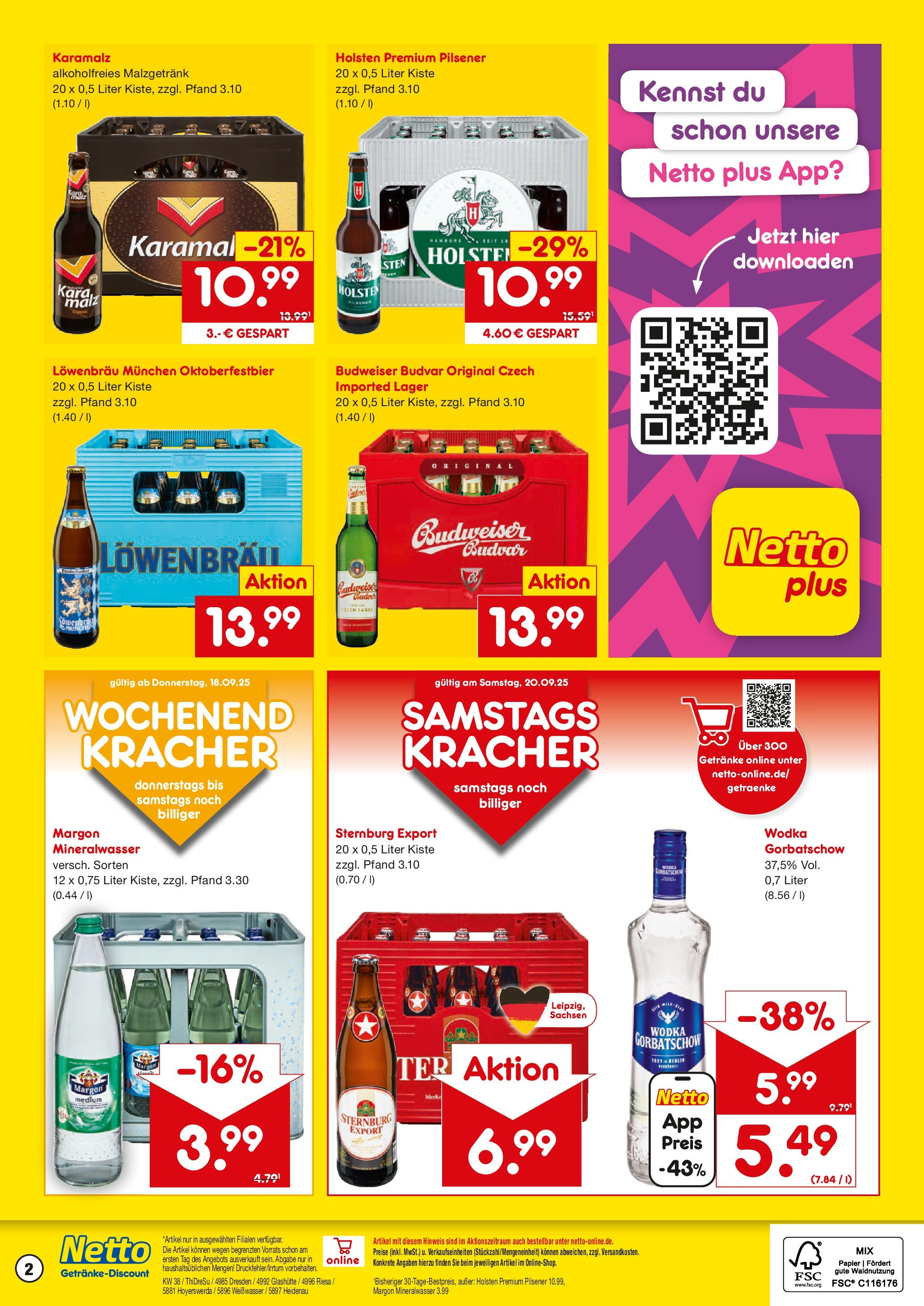 Netto Marken-Discount prospekt Dresden (ab 15.09.2025) » Angebote | Seite: 2 | Produkte: Holsten, Mineralwasser, Budweiser, Wodka Netto Marken-Discount prospekt Dresden (ab 15.09.2025) » Angebote | Seite: 2 | Produkte: Holsten, Mineralwasser, Budweiser, Wodka