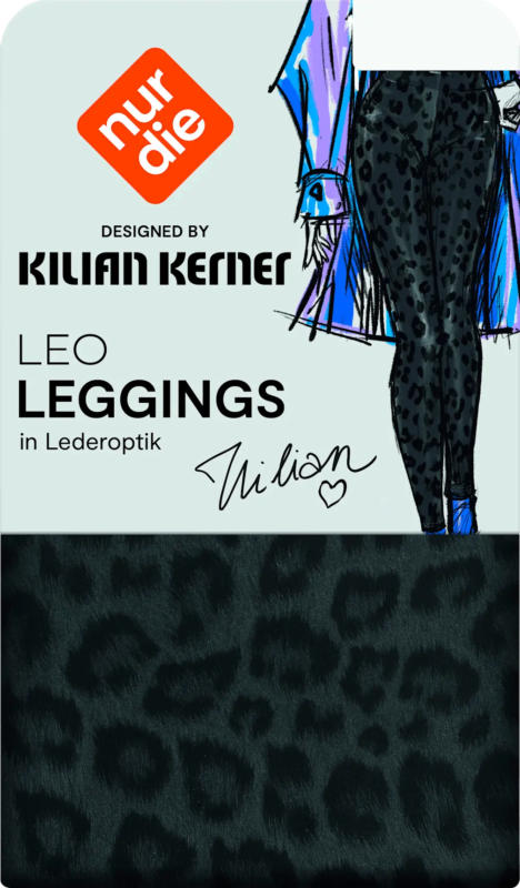 nur die Leggings in Leder-Optik mit Leo-Muster schwarz Gr. 44/46