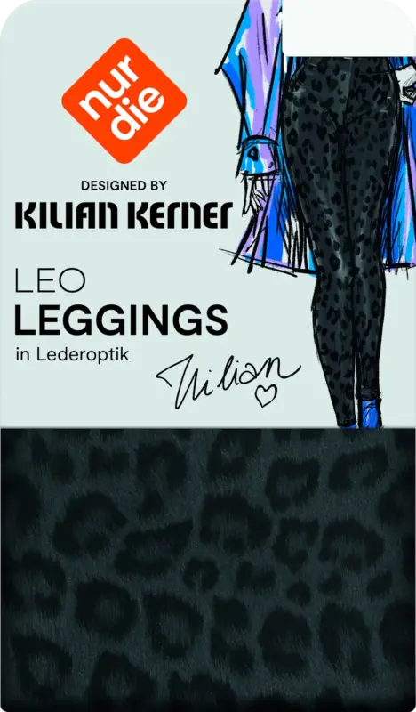 nur die Leggings in Leder-Optik mit Leo-Muster schwarz Gr. 32/34