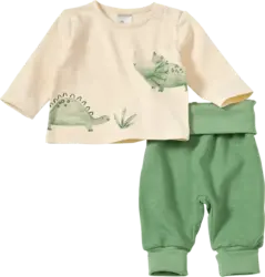 ALANA Set mit Langarmshirt mit Dino-Motiv & Hose mit Mitwachsfunktion, beige + grün, Gr. 56
