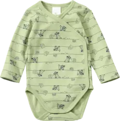 ALANA Wickelbody Langarm mit Waldtier-Muster, grün, Gr. 50/56