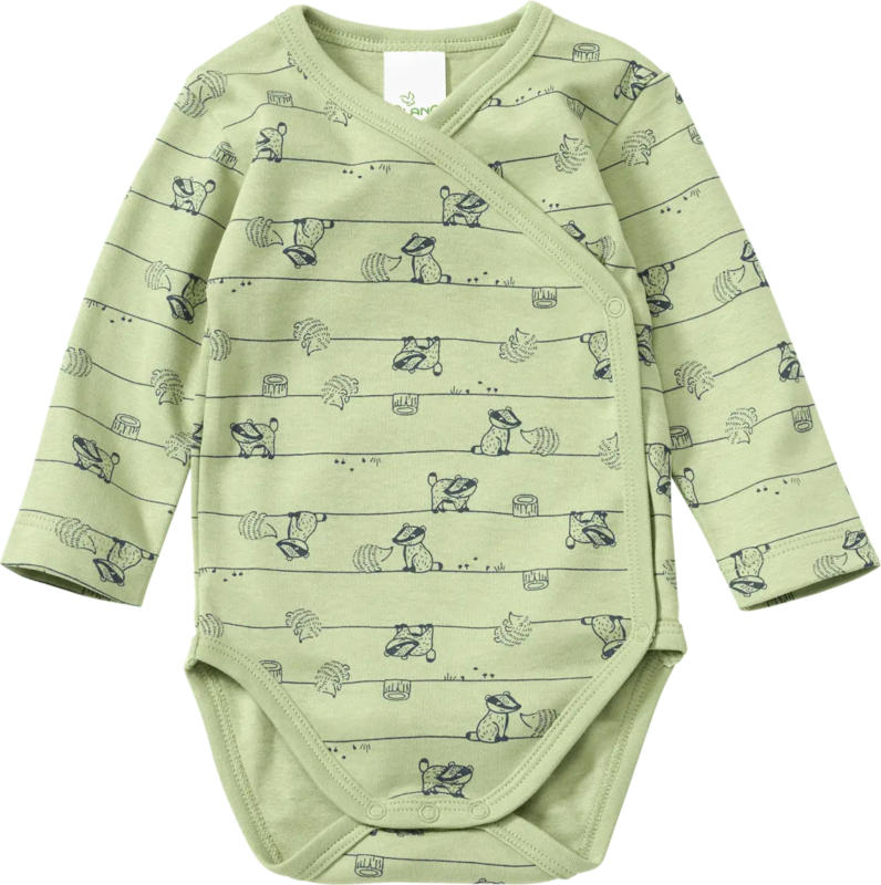 ALANA Wickelbody Langarm mit Waldtier-Muster, grün, Gr. 50/56