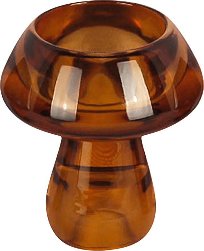 Dekorieren & Einrichten Teelichthalter aus Glas, Pilz, braun
