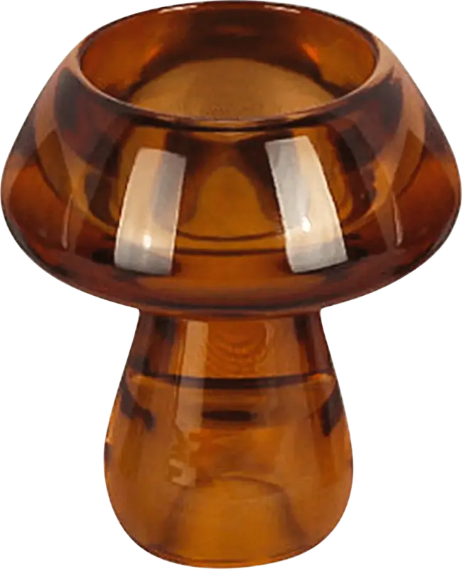 Dekorieren & Einrichten Teelichthalter aus Glas, Pilz, braun