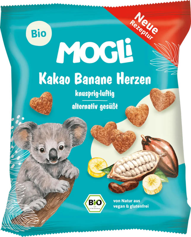 MOGLi Kindersnack Kakao Banane Herzen ab 3 Jahren