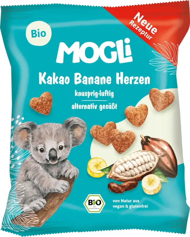 MOGLi Kindersnack Kakao Banane Herzen ab 3 Jahren