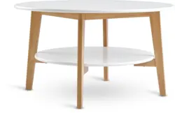 JYSK Маса за кафе JEGIND &Oslash;80 1 рафт бяла/натурален дъб