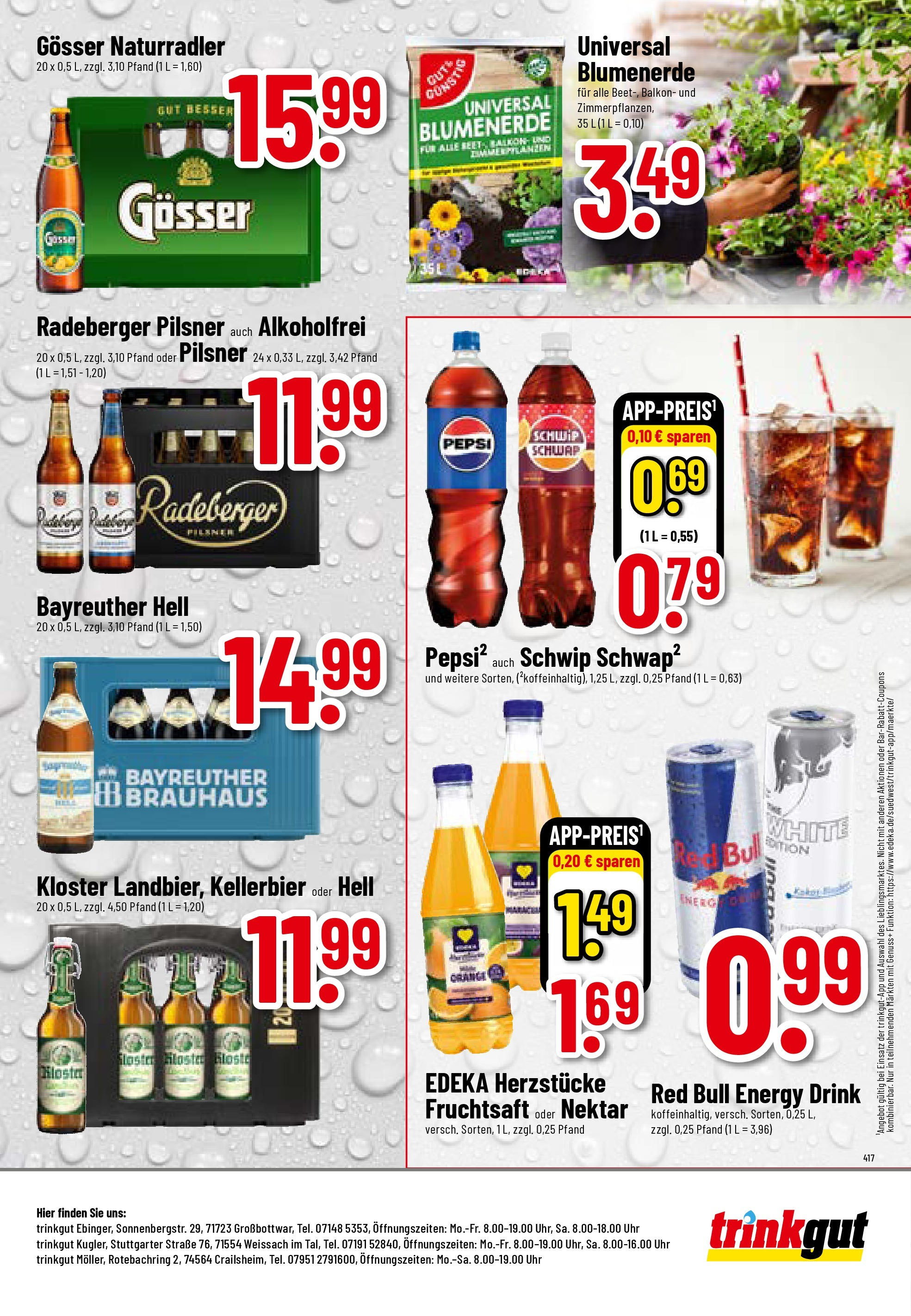 Trinkgut - trinkgut: Wochenangebote (ab 14.09.2025) » Angebote online | Seite: 8 | Produkte: Bayreuther hell, Red bull, Fruchtsaft, Uhr